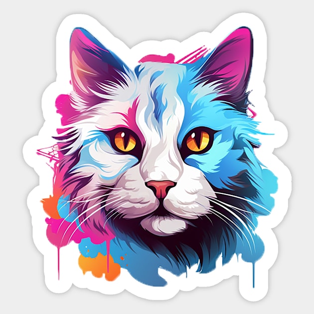 Colorful cat illustration Sticker by ramith-concept